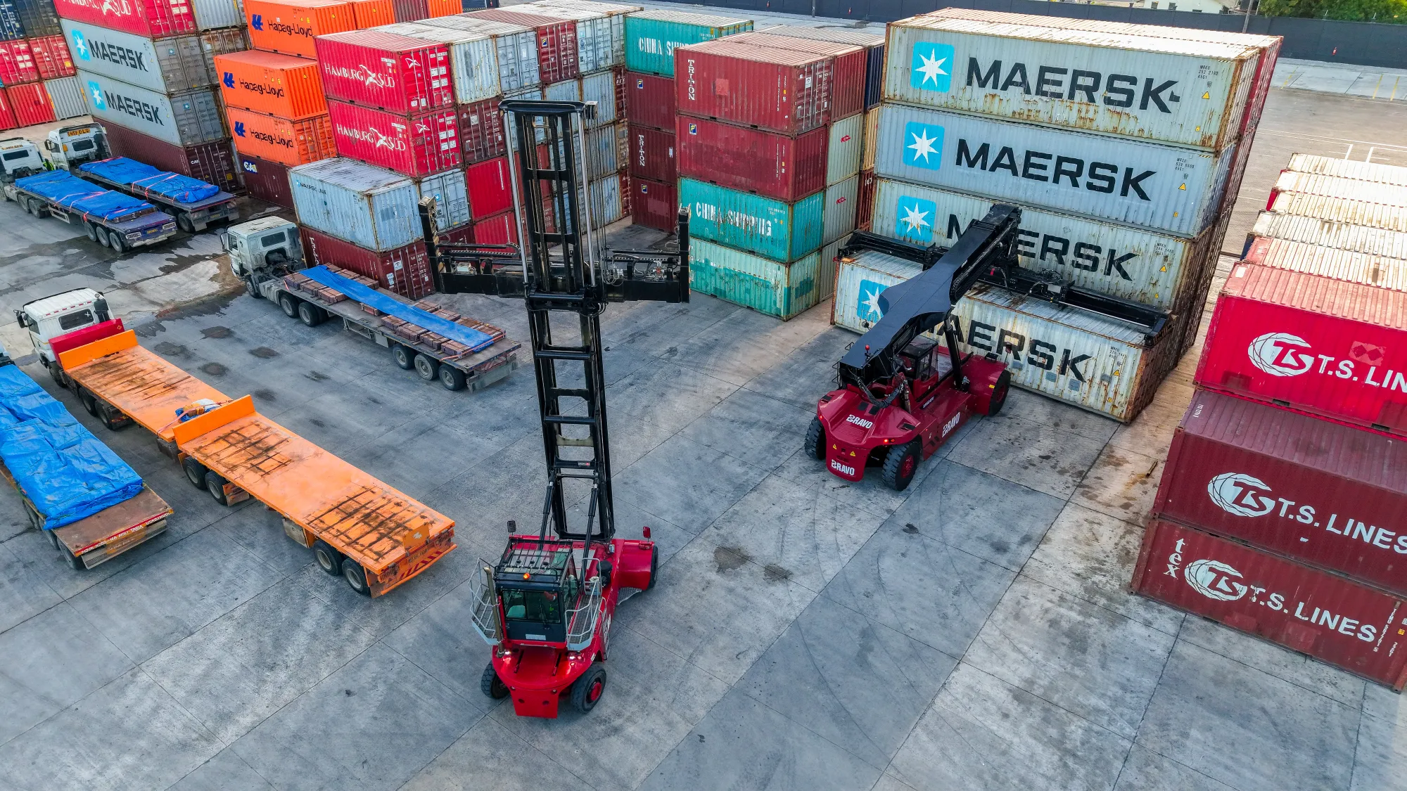 Aerial of the container yard